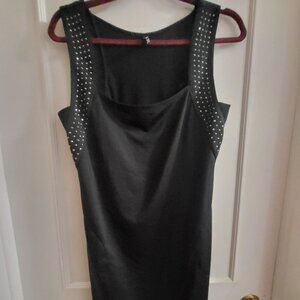 Simon Chang Black Studded Sleeveless Mini Dress - Size Small